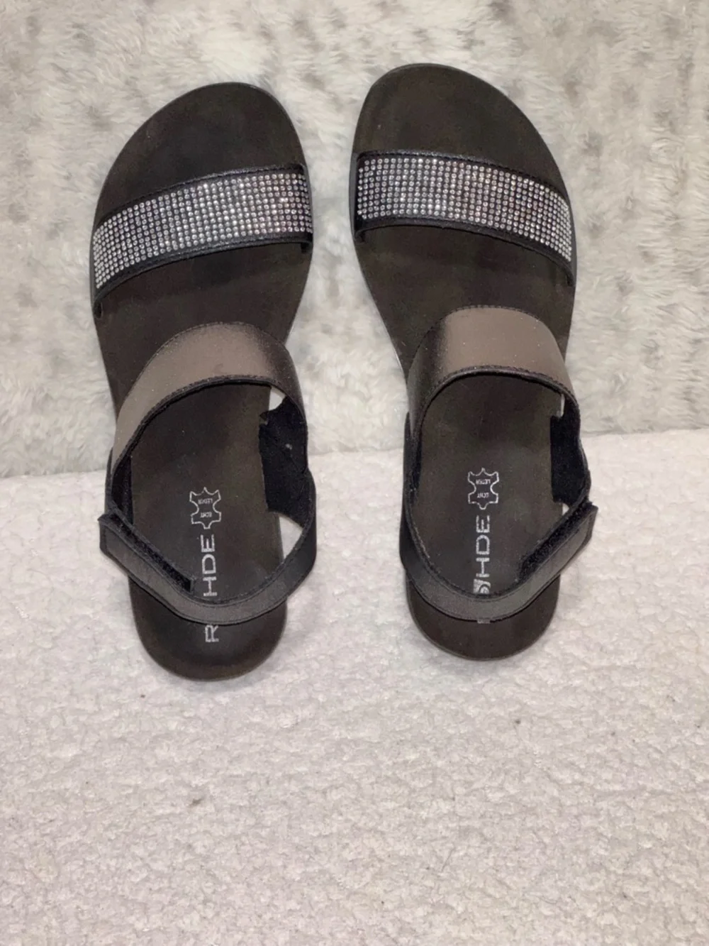 Rohde Black Crystal-Strap Comfort Sandals Women’s Size EU 38 / US 7